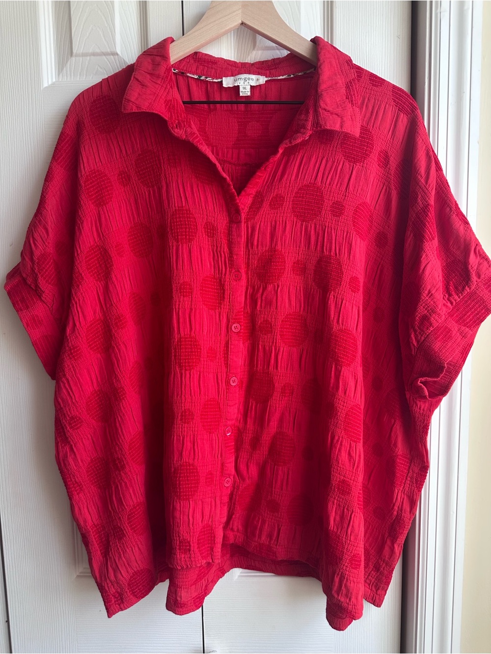 Umgee Red Textured Button Down Shirt